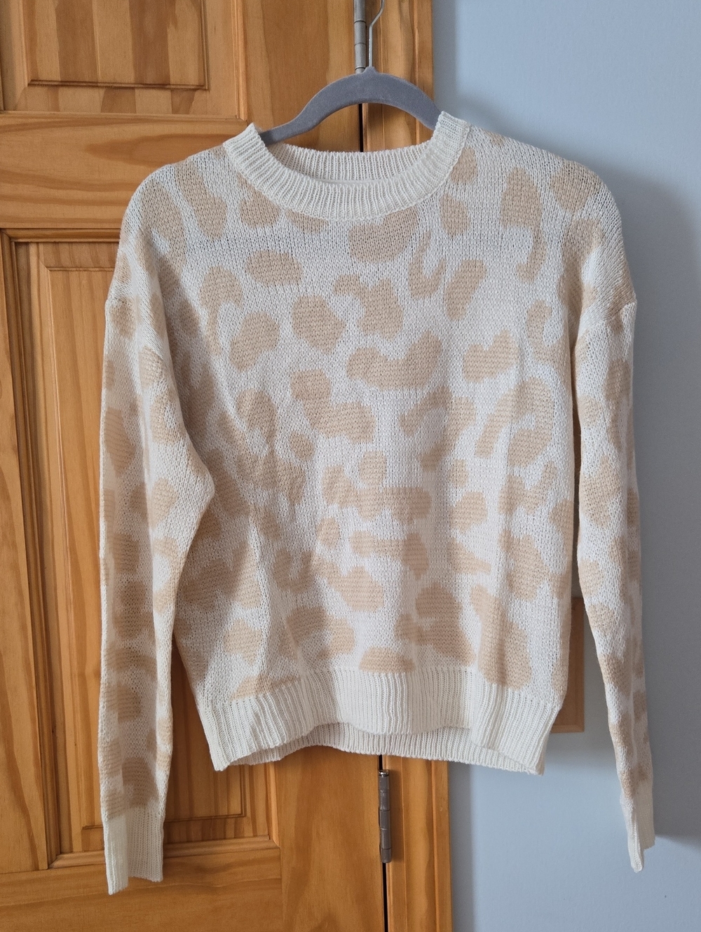 Cream & Beige Leopard Print Crewneck Sweater